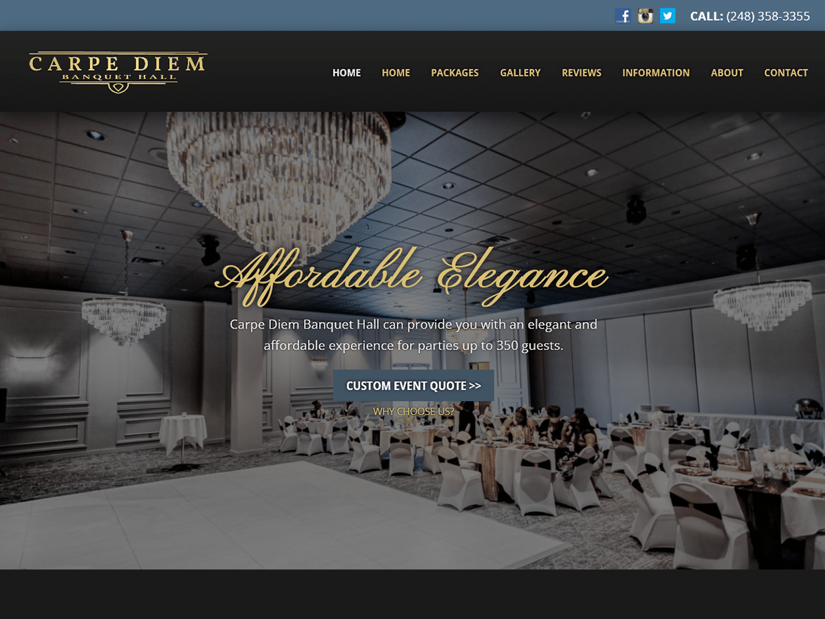 Carpe Diem Banquet Hall Launches New Website